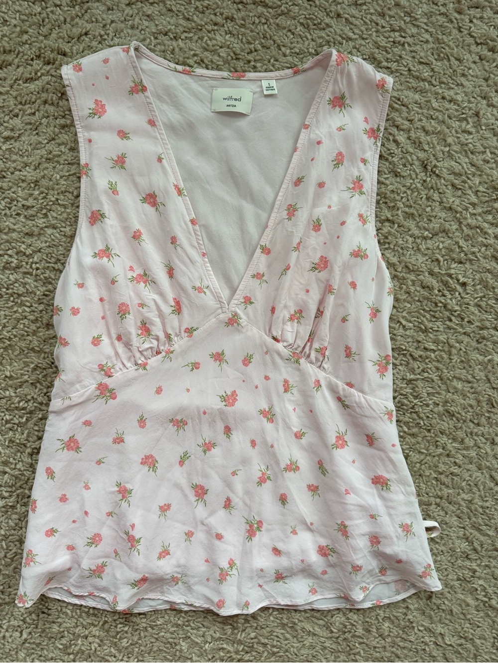 Wilfred Light Pink Floral V-Neck Chemise Top